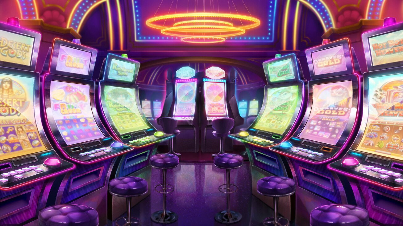 Galactic Gems slot game interface showing gem collection display and spin controls